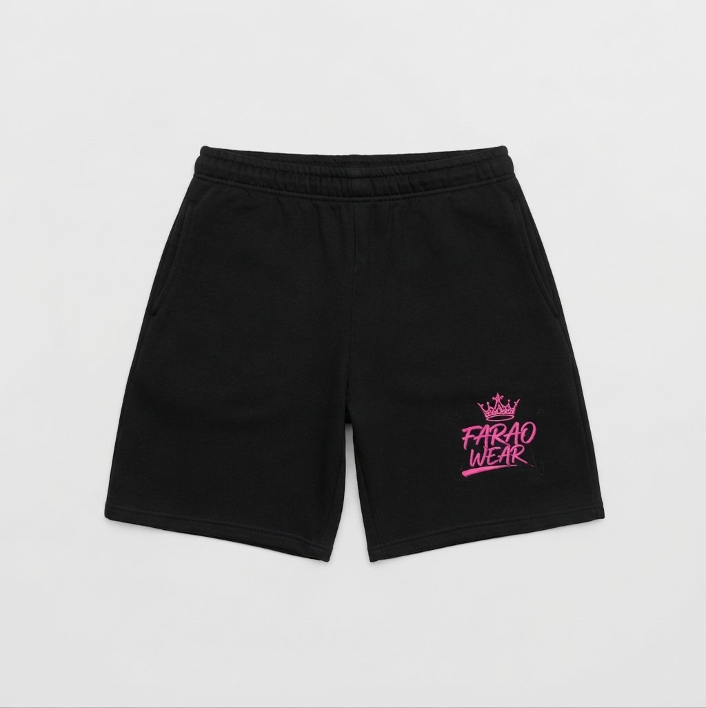Regular Sweatshorts Black & Pink Crown